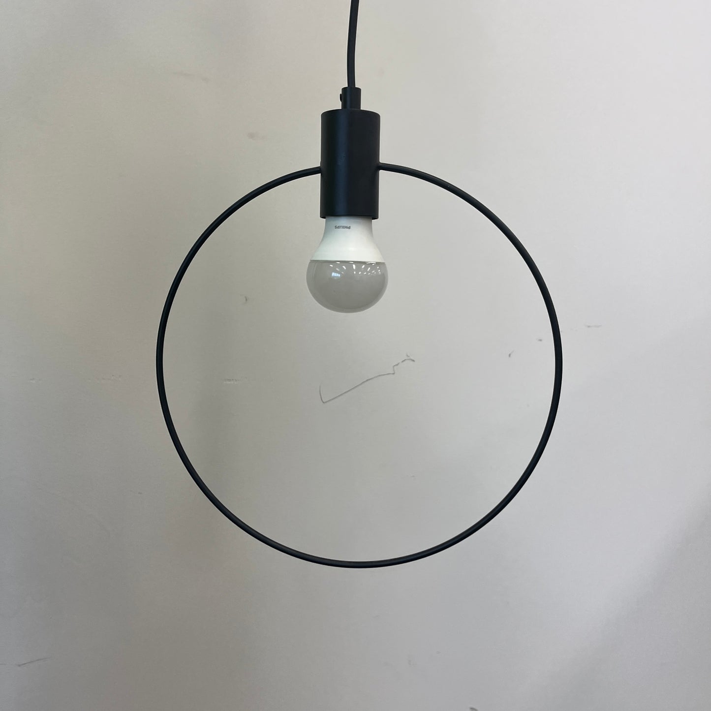 Round Metal Frame Pendant Light in Black