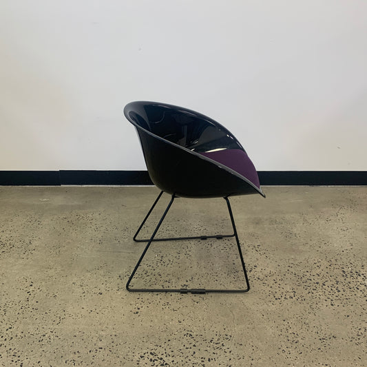 Plastic Black Tub Chair Purple Seat (Pedrali Gliss Replica)