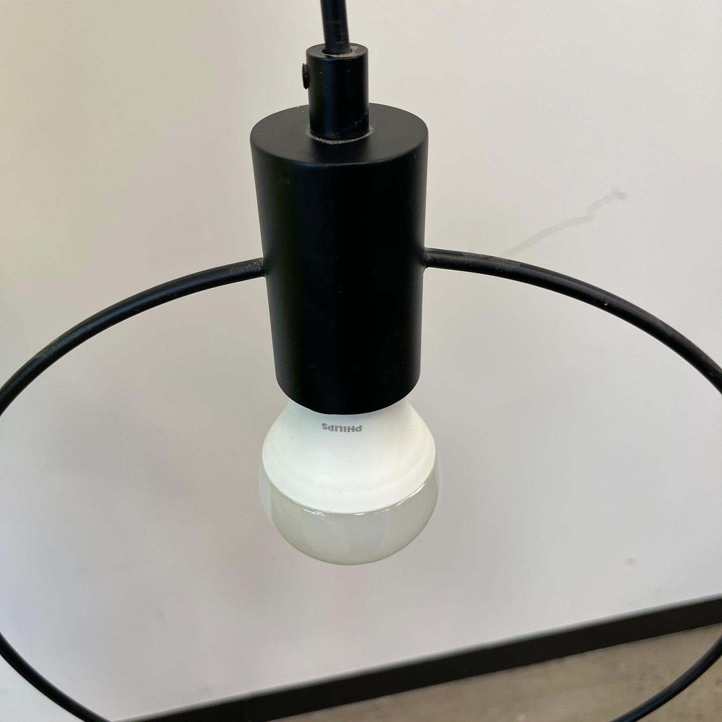Round Metal Frame Pendant Light in Black