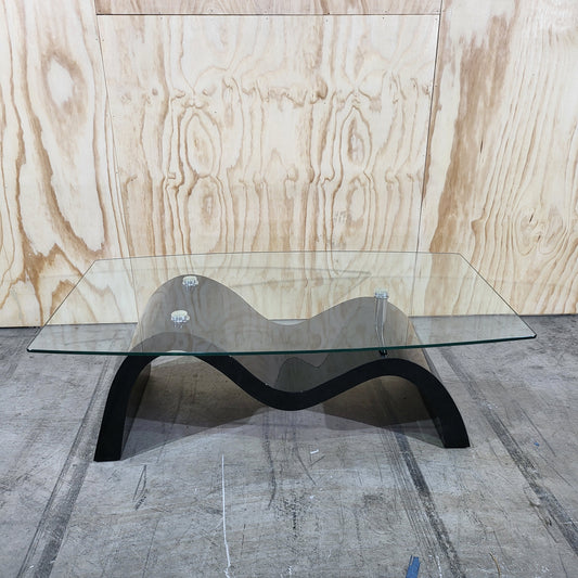 Wave Glass Top Coffee Table in Black Gloss