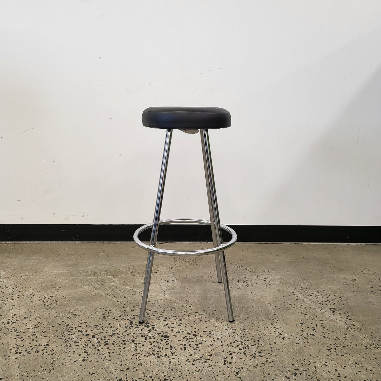 Barstool Black Vinyl Upholstery with Chrome Base