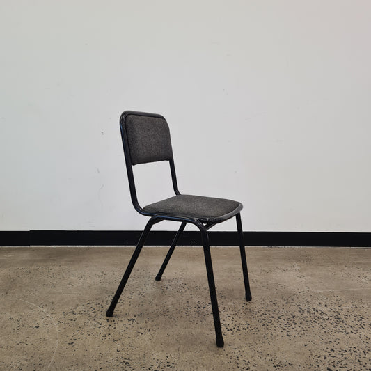 Contemporary Vintage Stacking Chair in Charcoal with Black Metal Frame