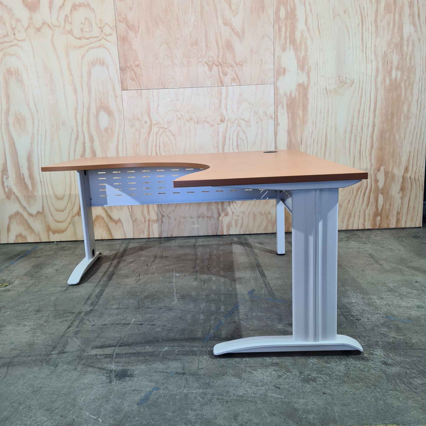 Corner Workstation with Laminate Top and Metal Base