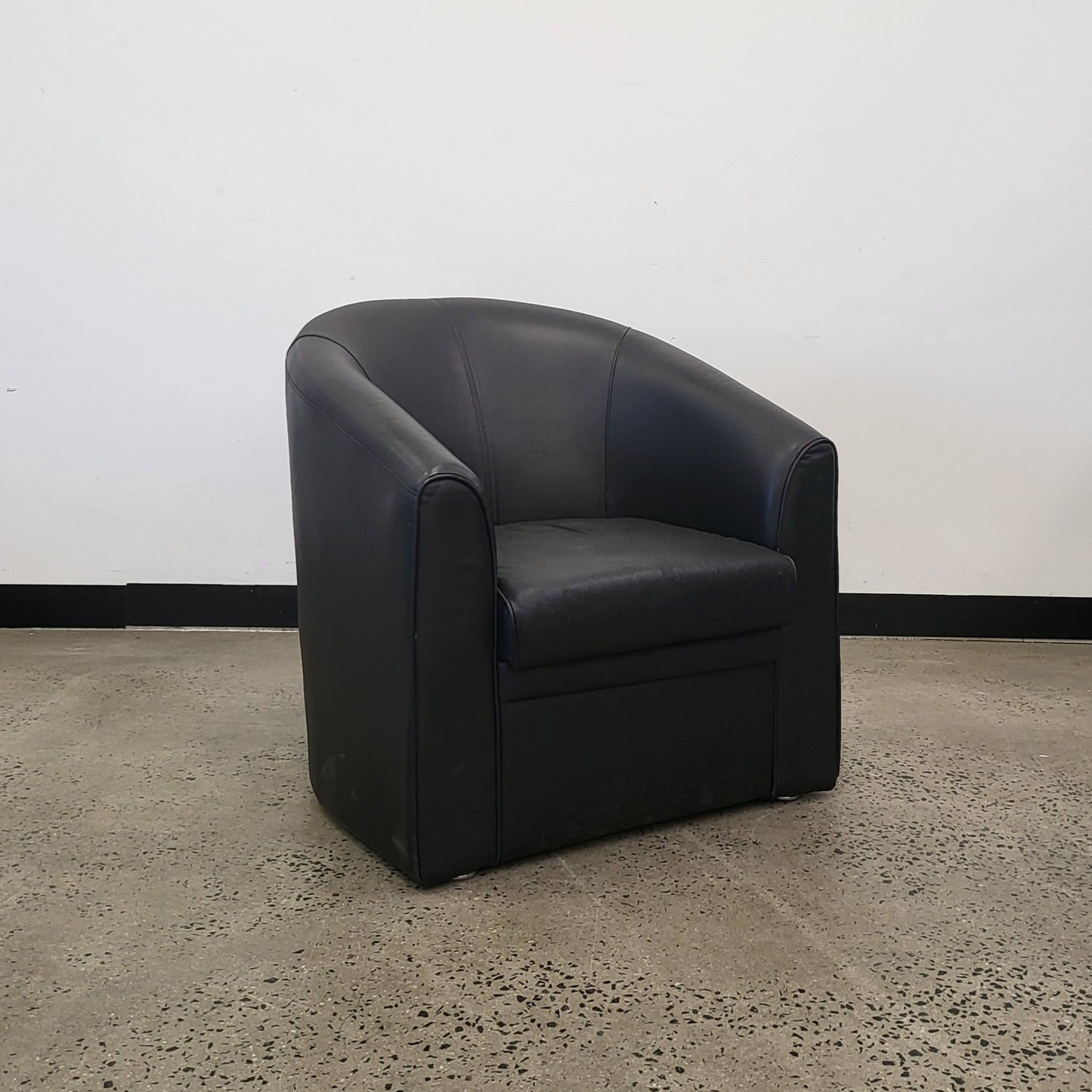 Tub Armchair in Black Leather