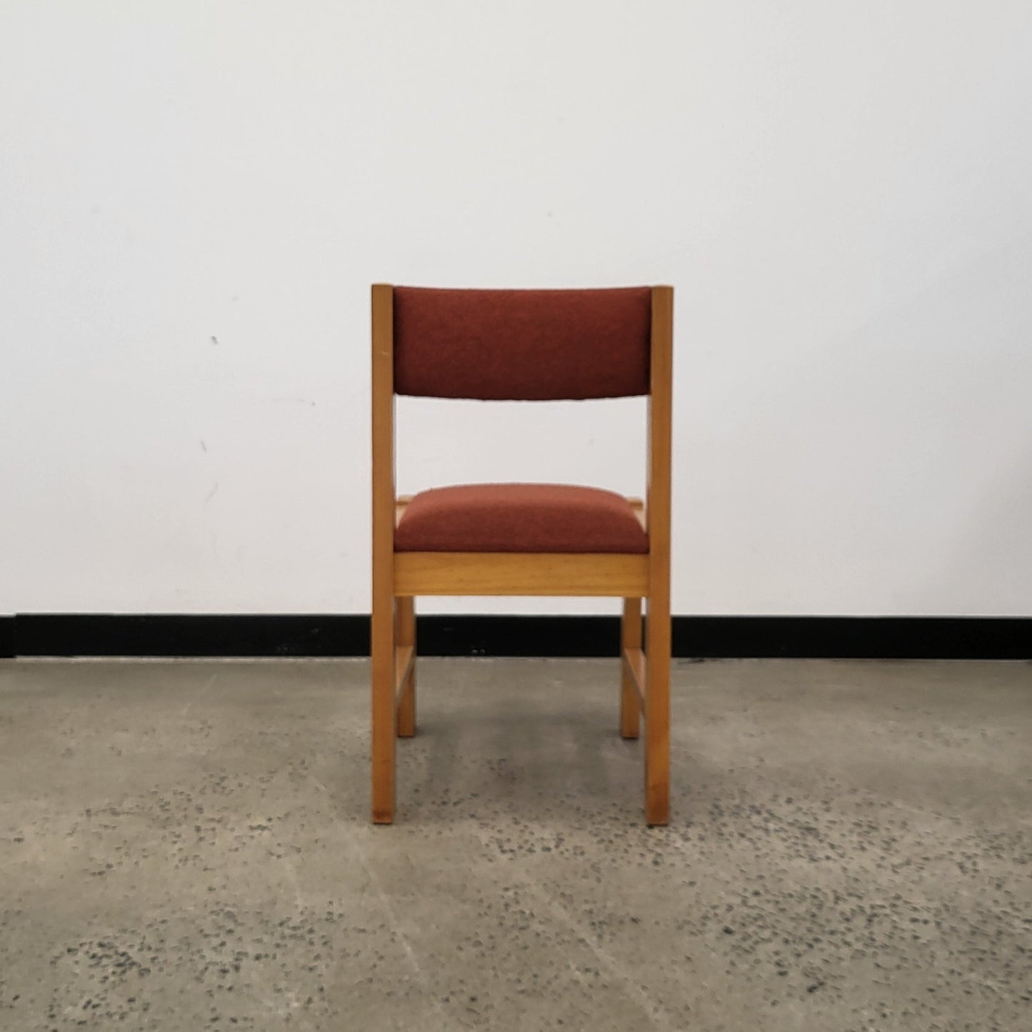 Vintage Pine Wood Dining Chair with Red Upholstery