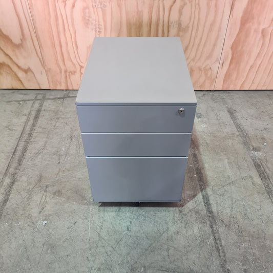 Grey Metal Pedestal on Wheels
