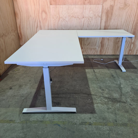 White electronic sit-stand desk