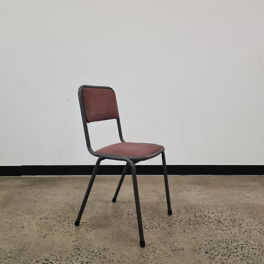 Contemporary Vintage Stacking Chair in Red with Black Metal Frame