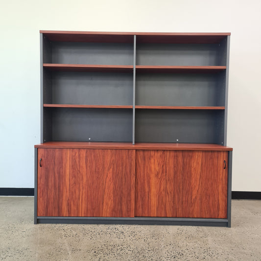 Buffet Credenza Unit with Hutch in Wooden Laminate