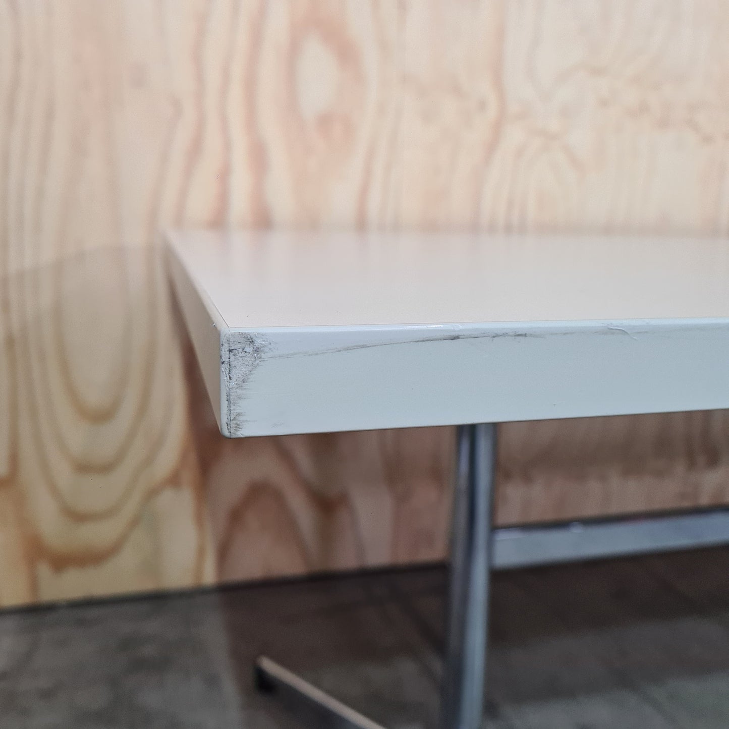 Large Office Desk in White with Chrome Legs