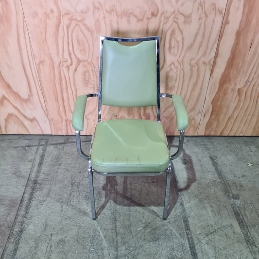 Vintage Green Vinyl Chair and Chrome Legs