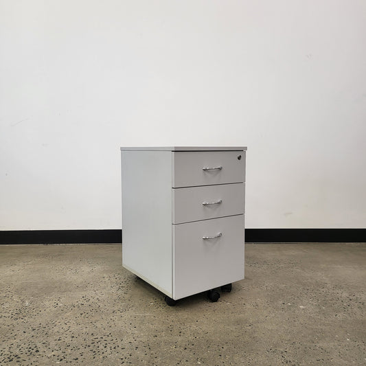 Pedestal Caddy with 3 Drawers in Light Grey