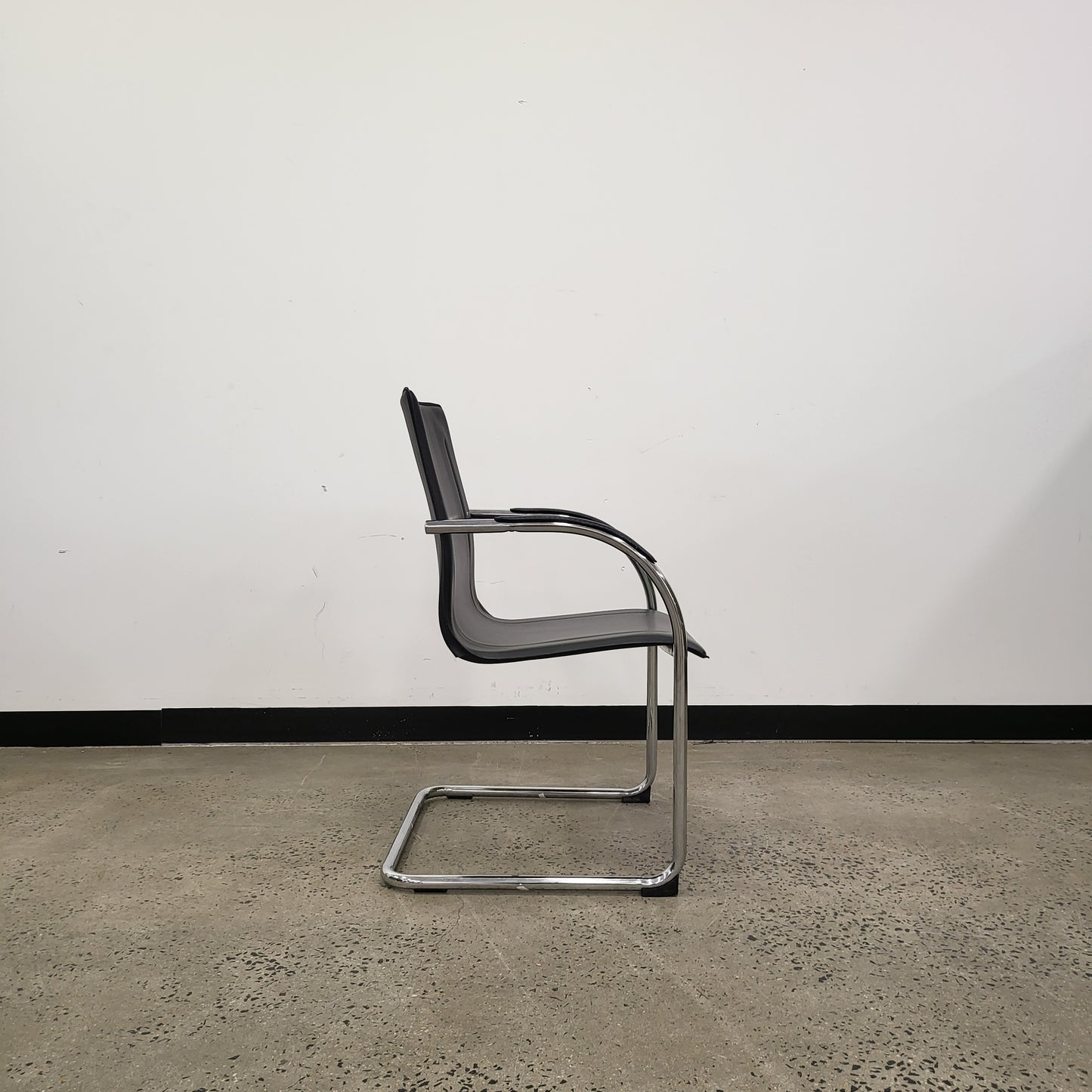 Cantilever Armchair with Black Vinyl Upholstery