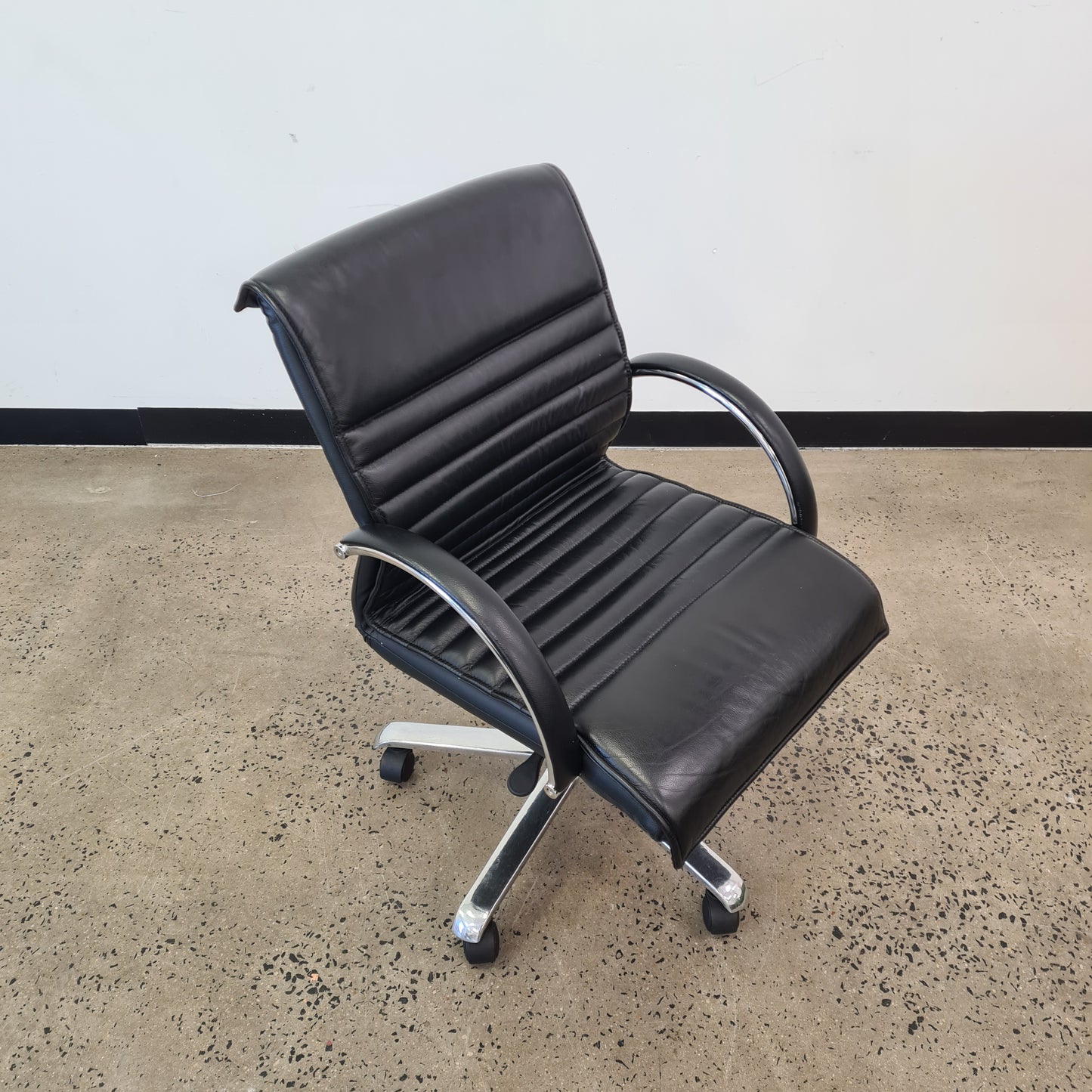 Black Leather Task Chair with armrests