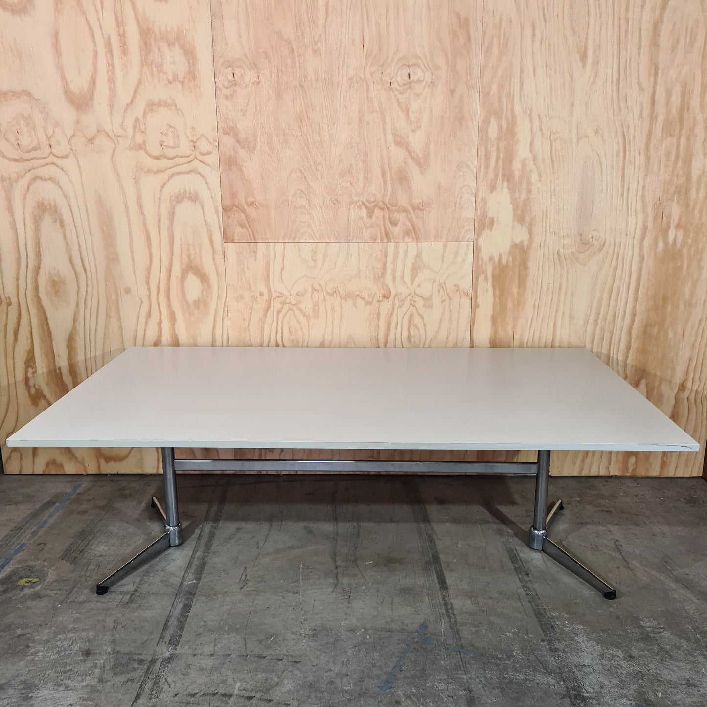 Large Office Desk in White with Chrome Legs