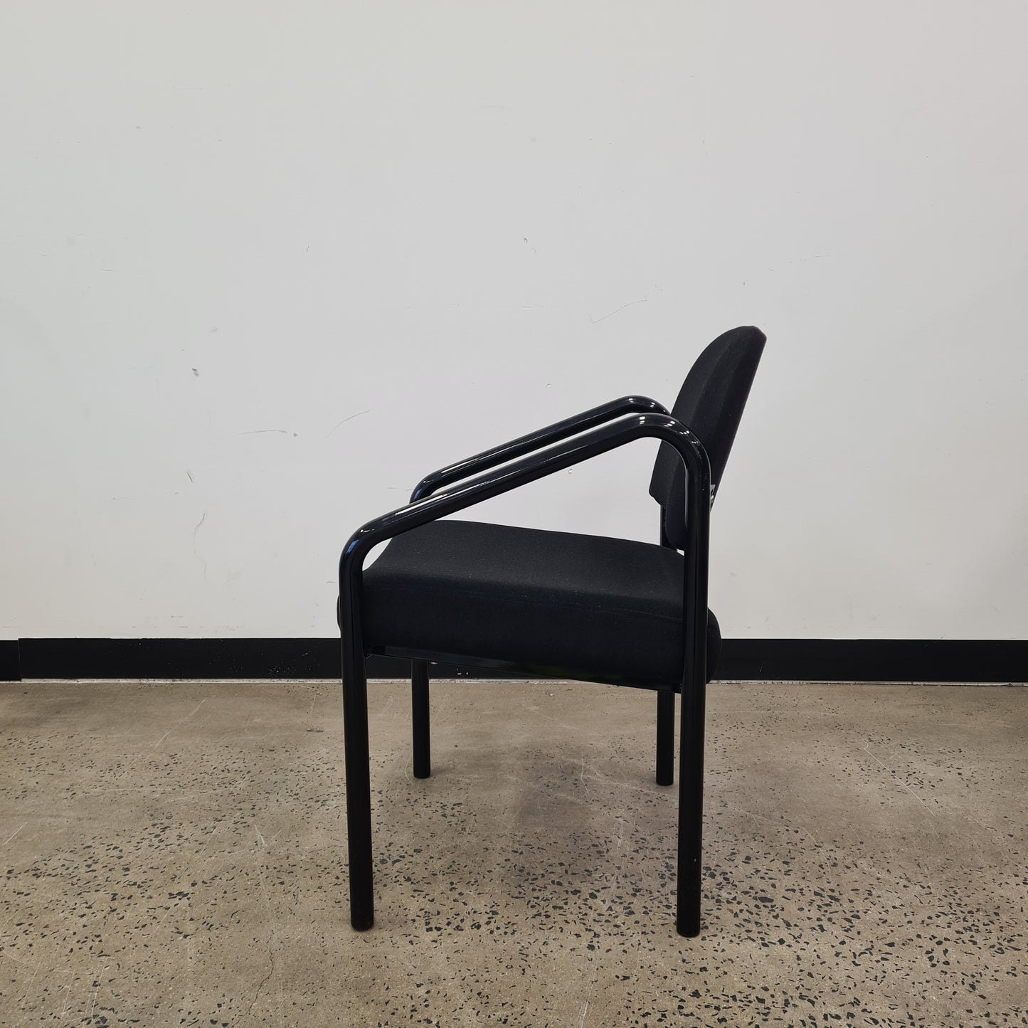 Contemporary Armchair in Black Upholstery with Black Metal Frame