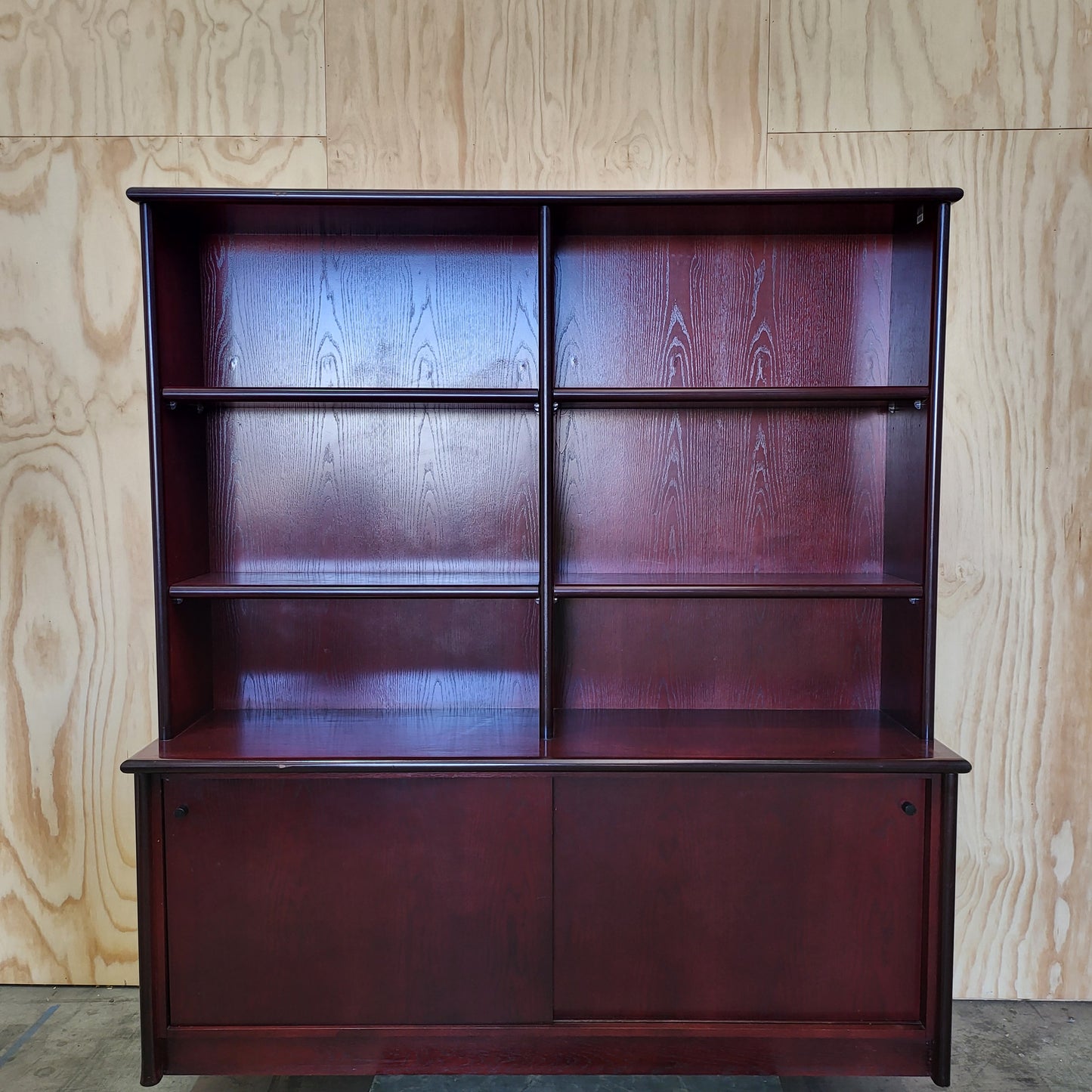 Wooden Bookcase with Shelving in Mahogany