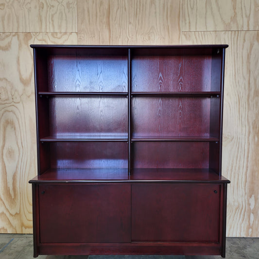 Wooden Bookcase with Shelving in Mahogany