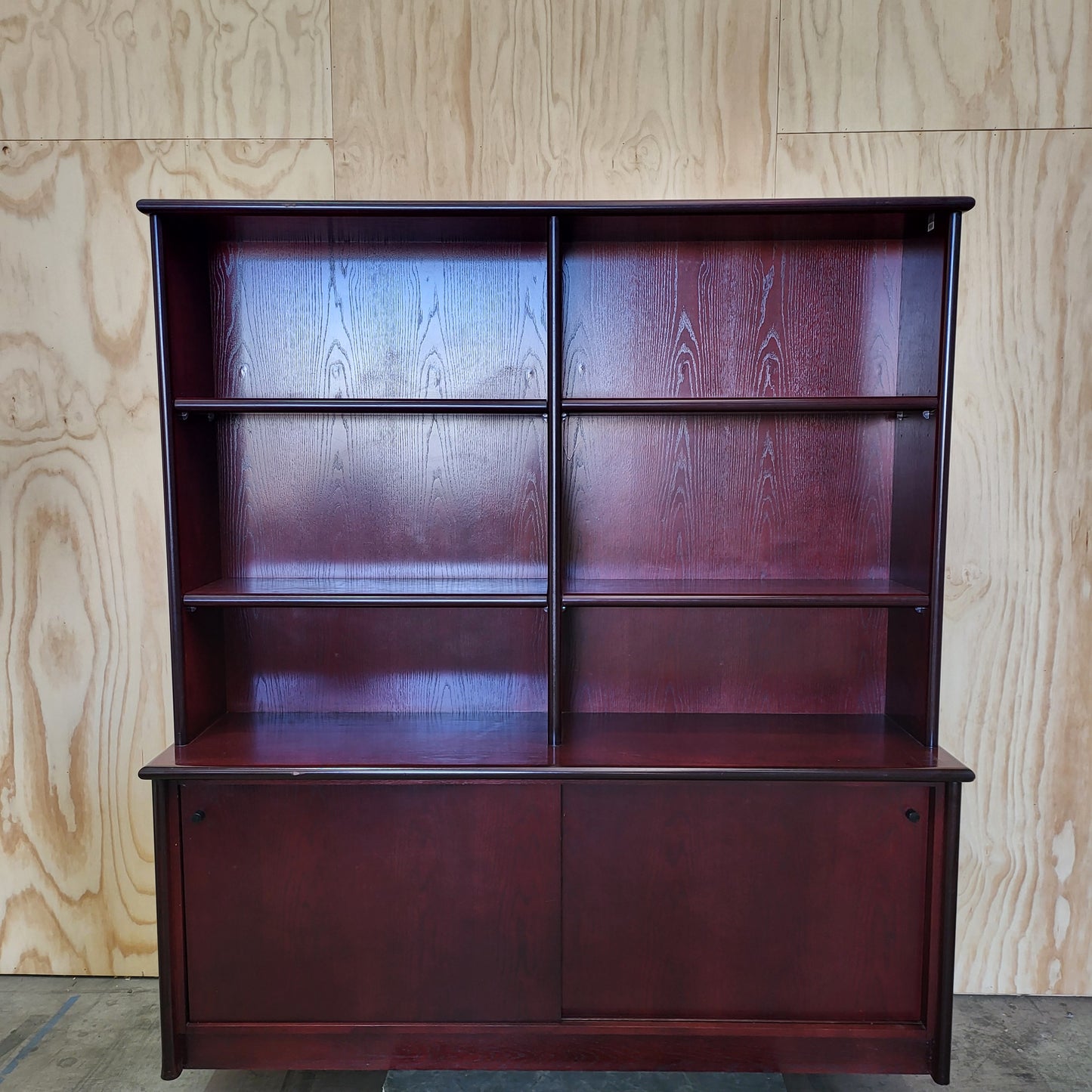 Wooden Bookcase with Shelving in Mahogany