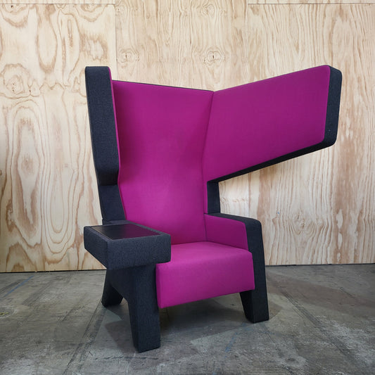 Prooff Earchair by Jurgen Bey in Magenta and Charcoal (Left Ear)