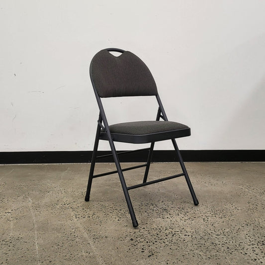 Upholstered Metal Folding Chair in Grey