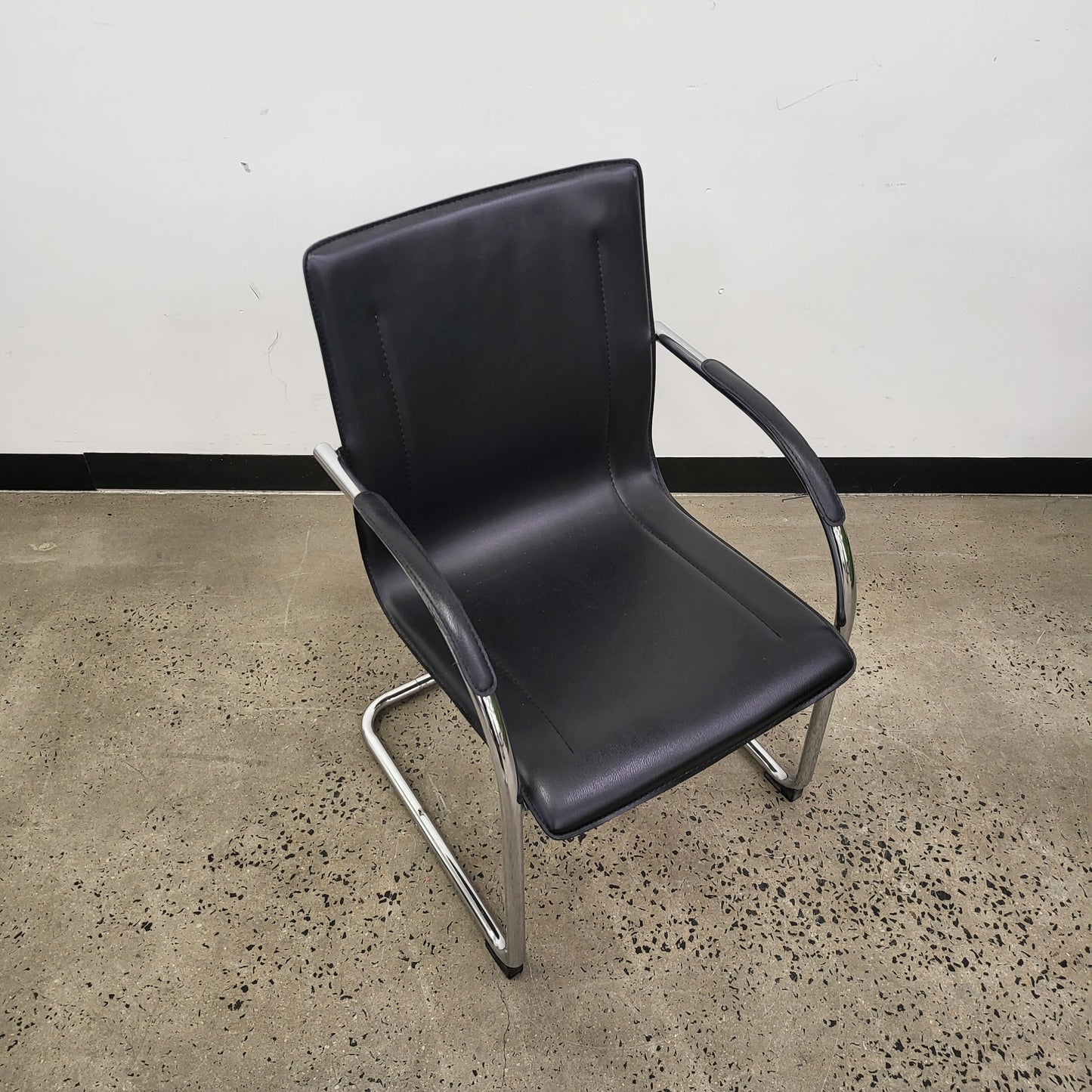 Cantilever Armchair with Black Vinyl Upholstery