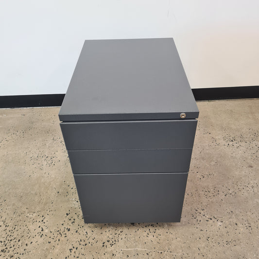 Metal 3 Drawer Pedestal in Charcoal Grey