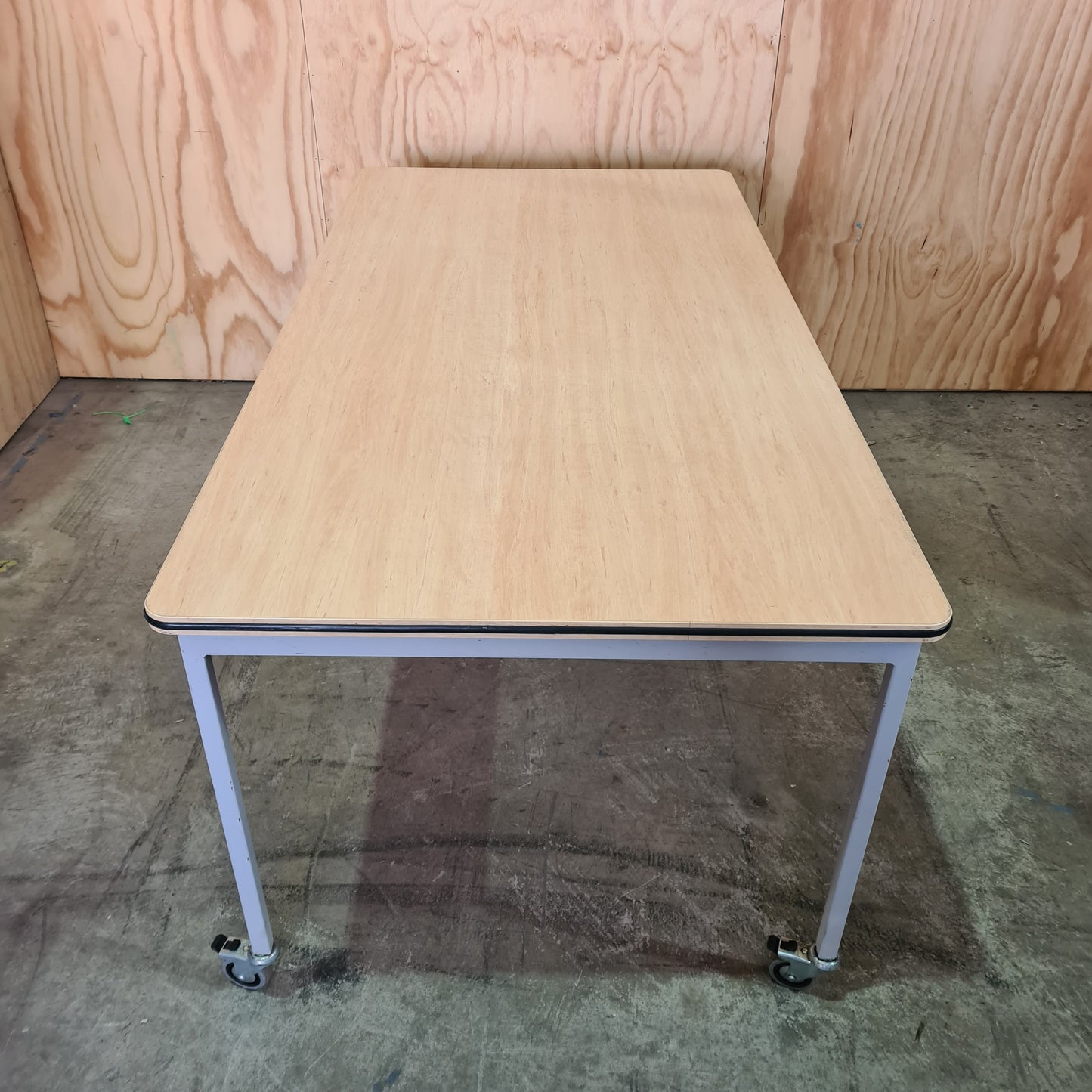 Large Desk with Timber Veneer on Castors