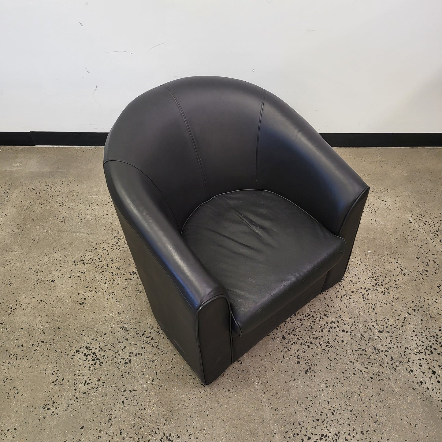 Tub Armchair in Black Leather