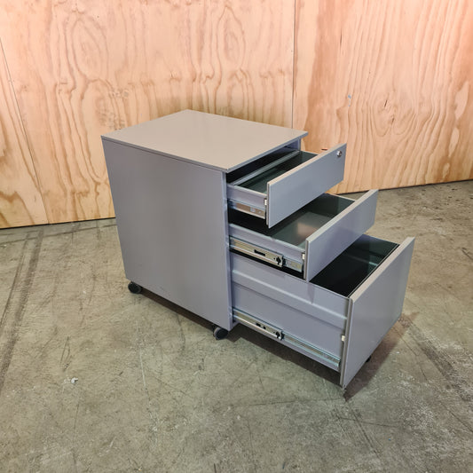 Grey Metal Pedestal on Wheels