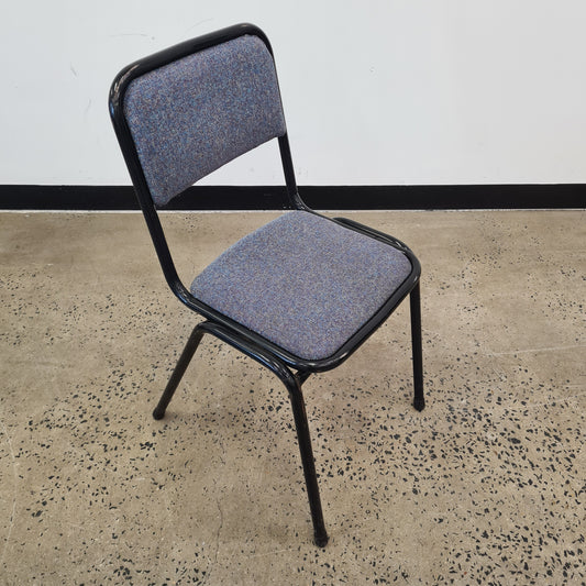 Contemporary Vintage Stacking Chair in Blue with Black Metal Frame