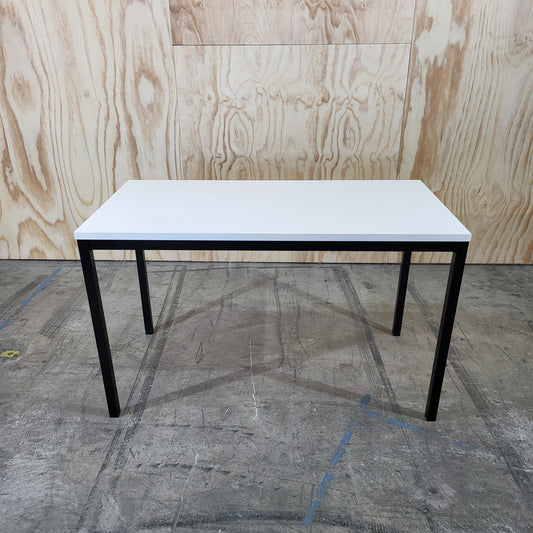 Meeting Table with White Top and Black Metal Base