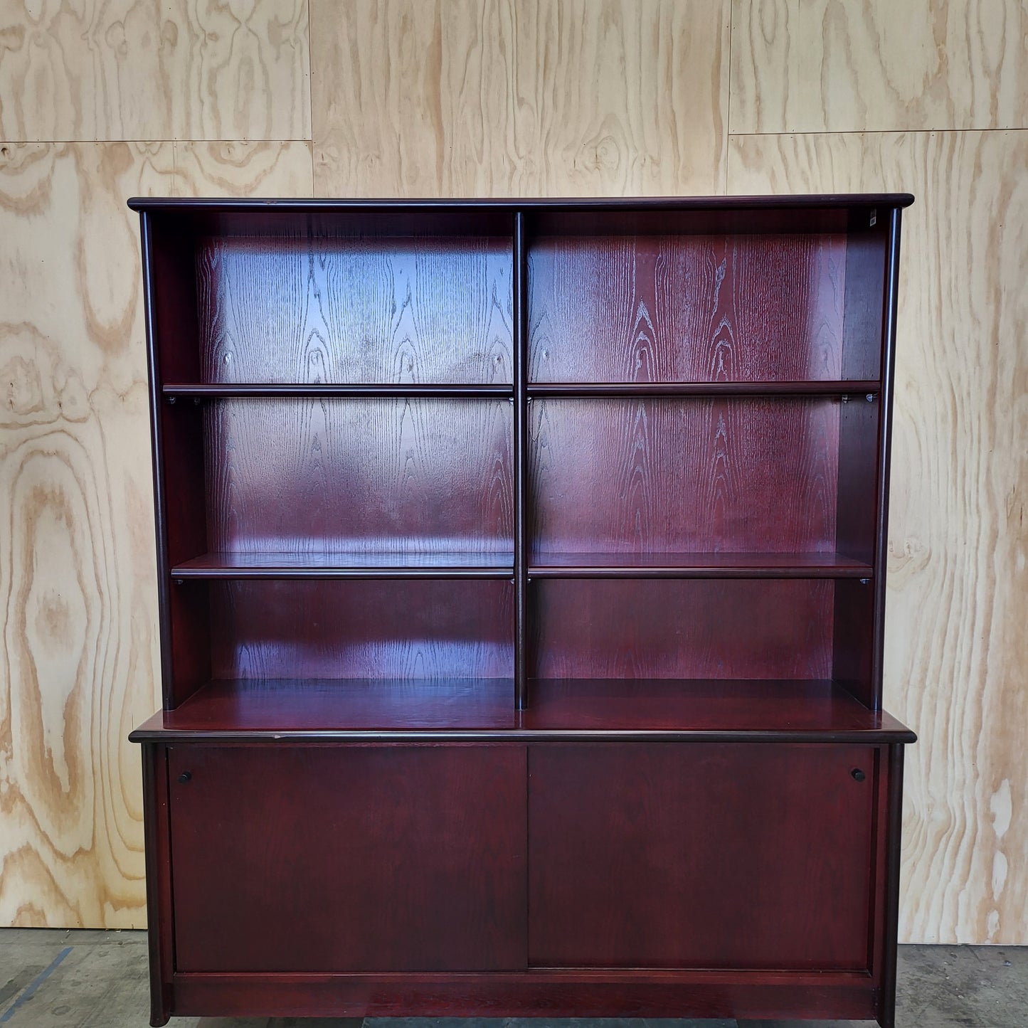 Wooden Bookcase with Shelving in Mahogany