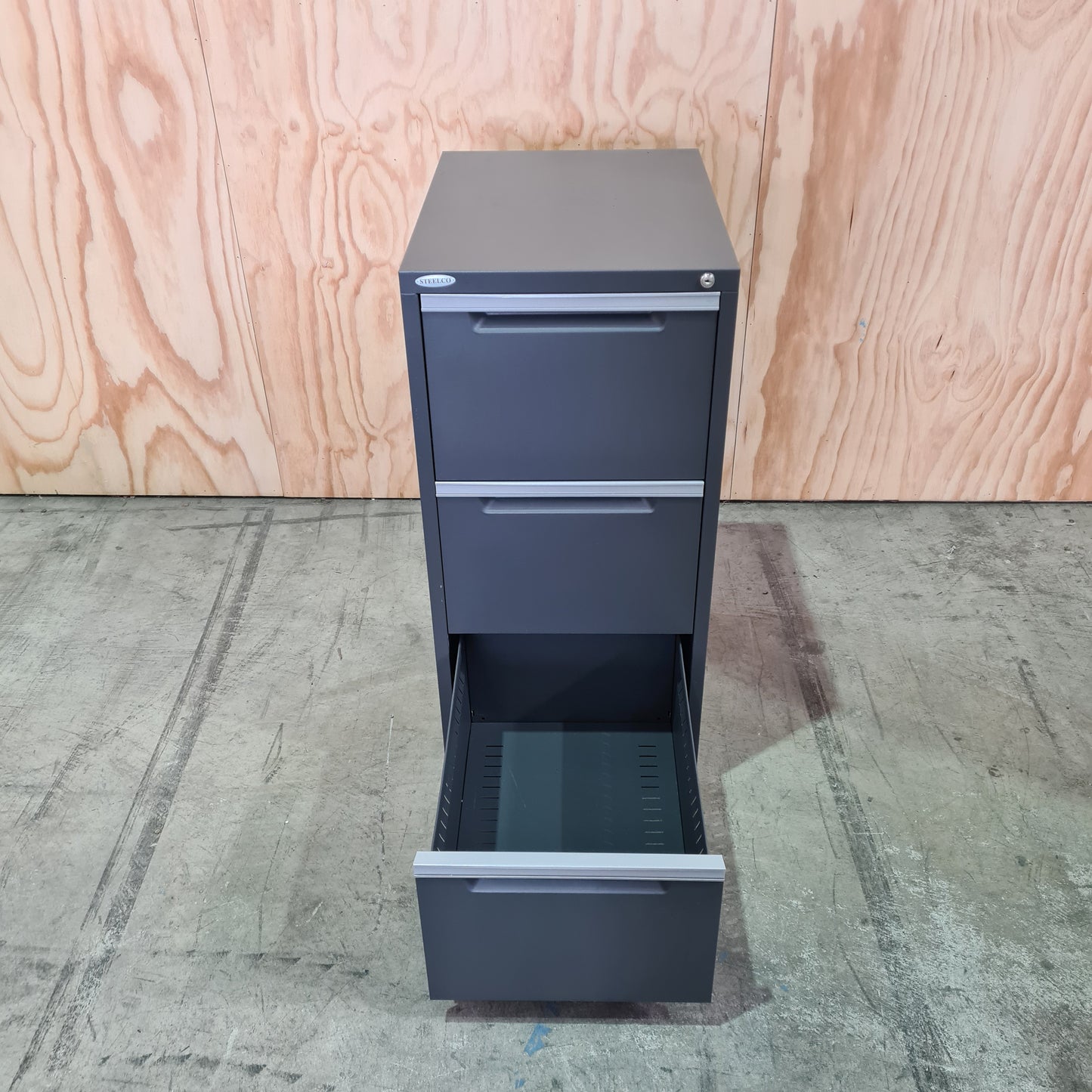 SteelCo 3 Drawer Filing Cabinet in Charcoal