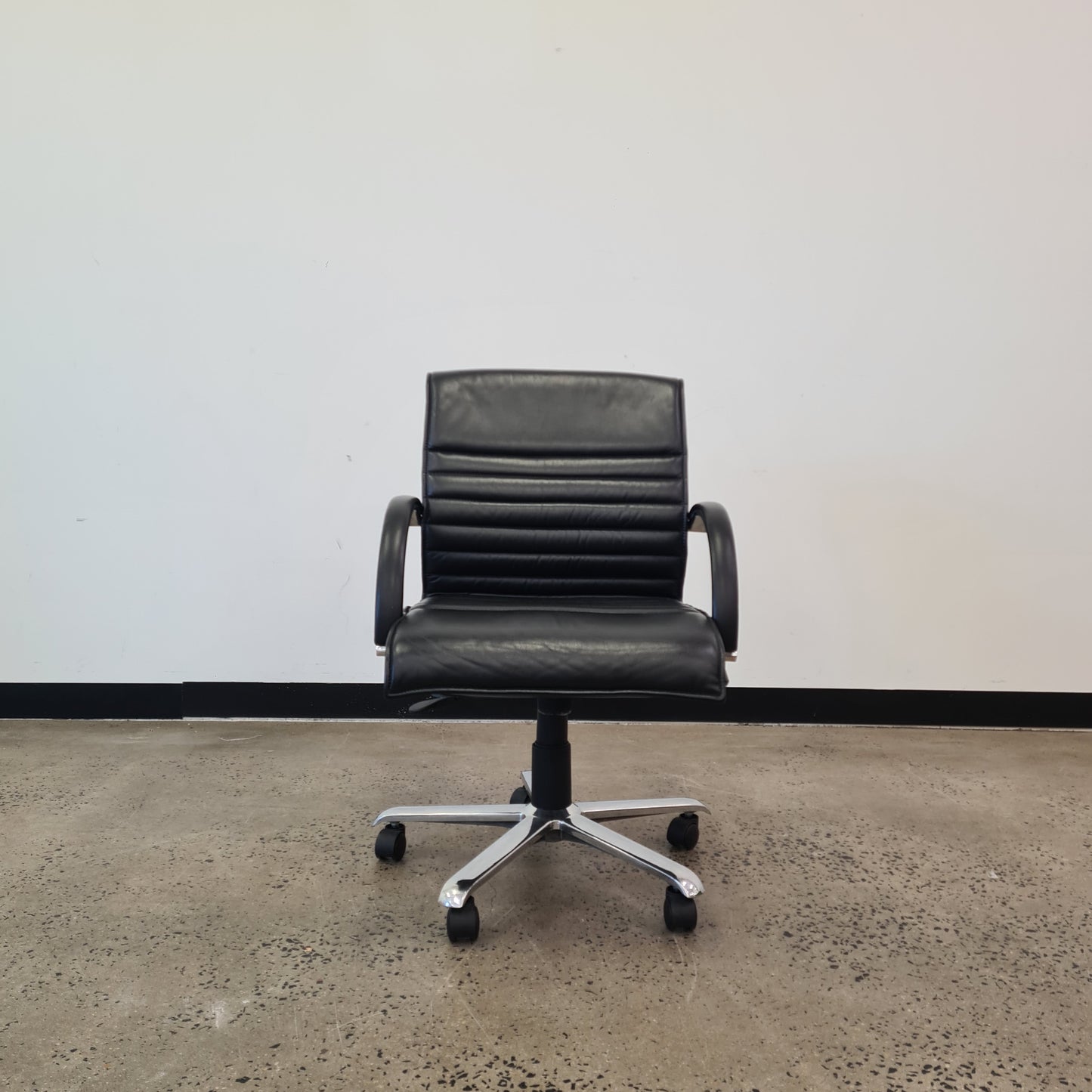 Black Leather Task Chair with armrests