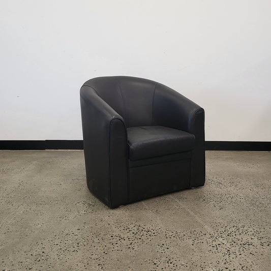 Tub Armchair in Black Leather