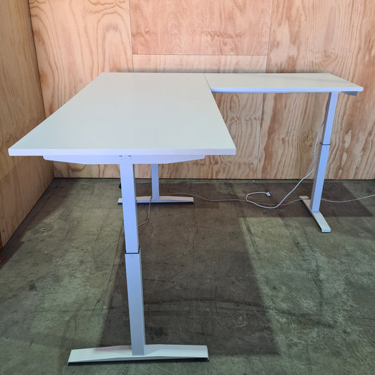 White electronic sit-stand desk