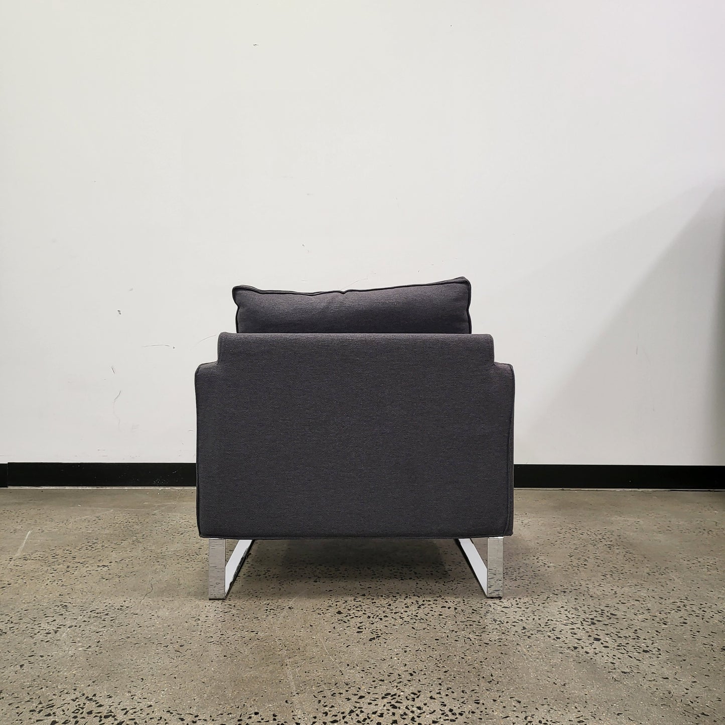 Upholstered Armchair in Charcoal Grey with Chrome Base