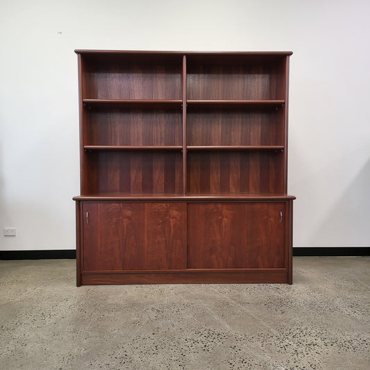 Bookshelf Buffet with Hutch Unit in Wooden Finish