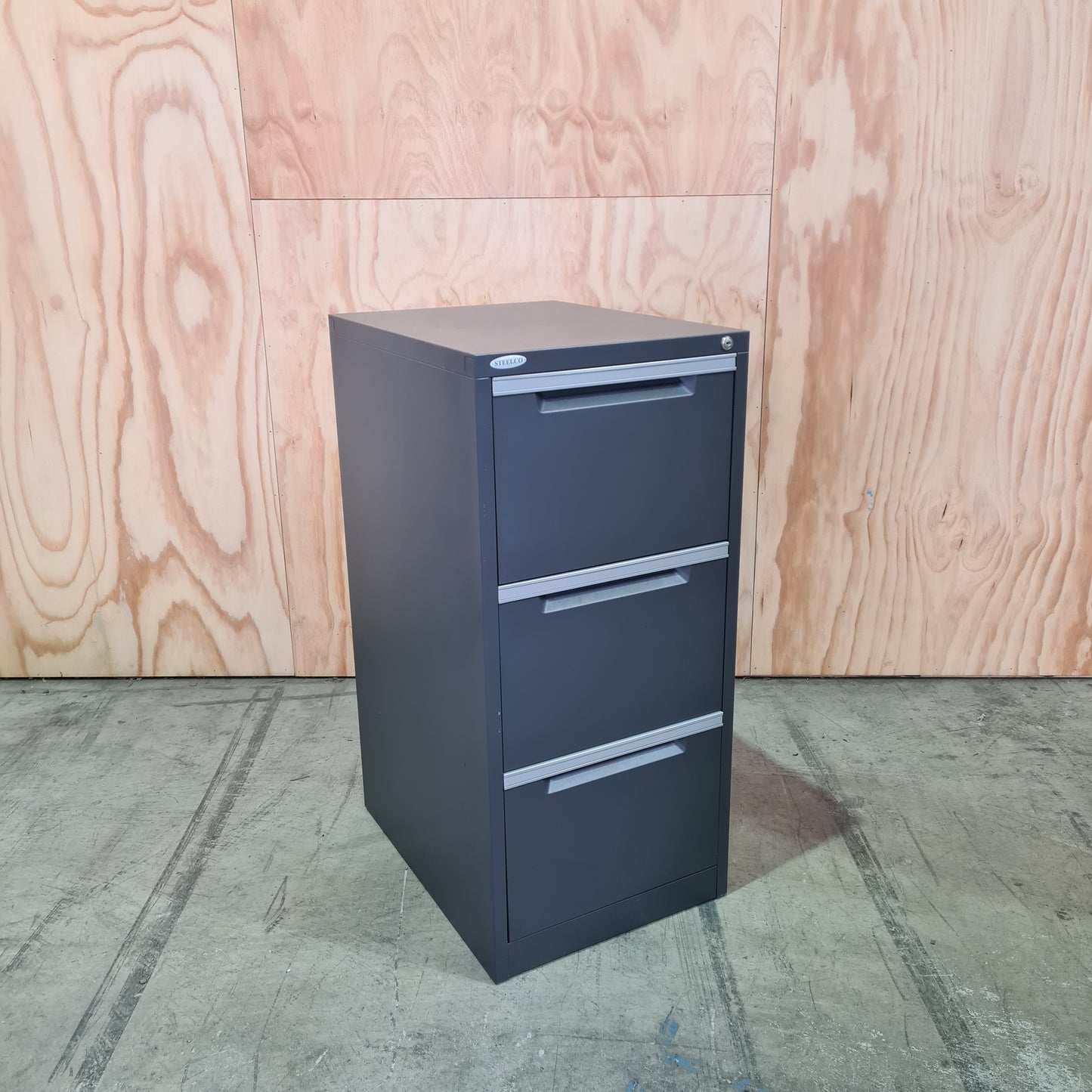 SteelCo 3 Drawer Filing Cabinet in Charcoal