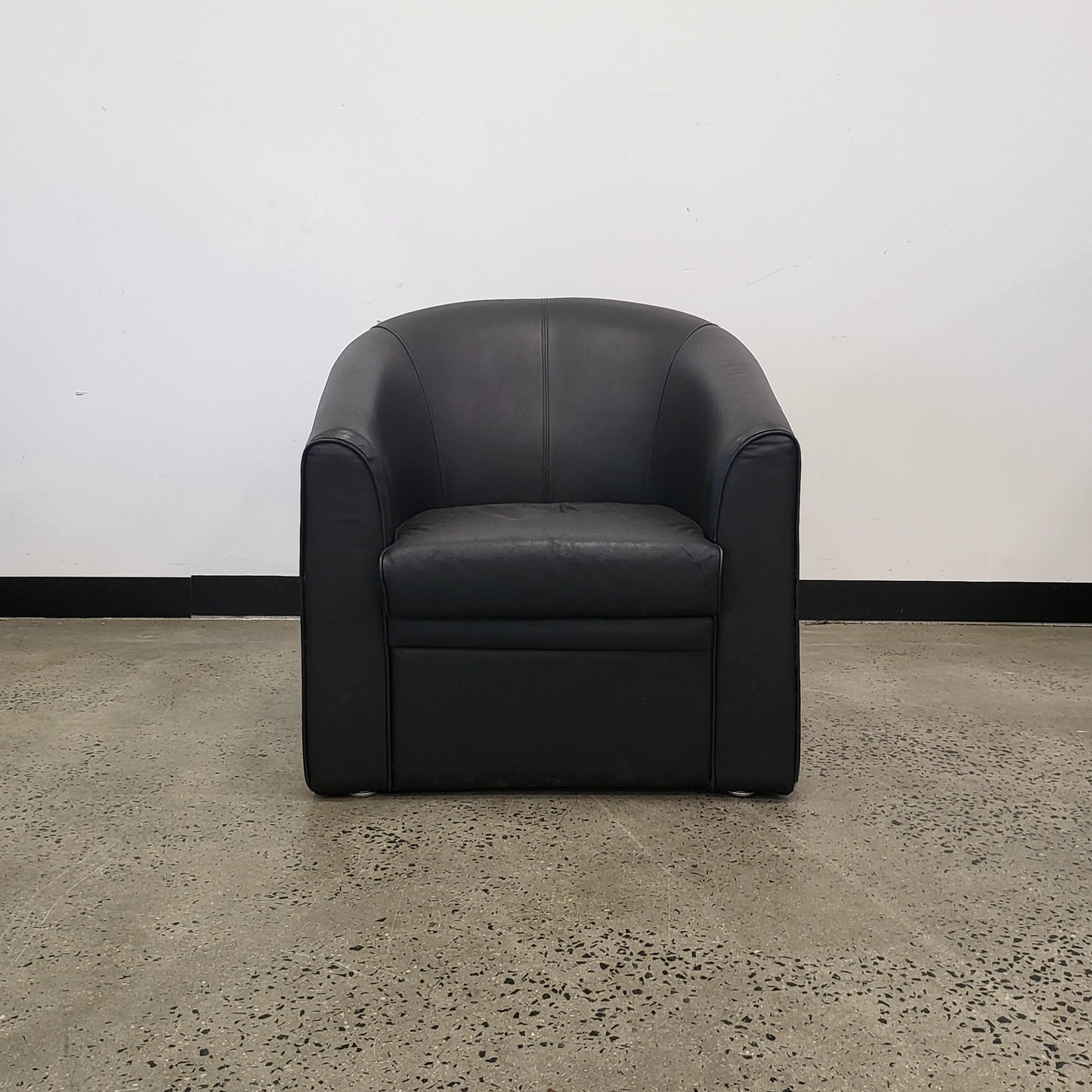 Tub Armchair in Black Leather