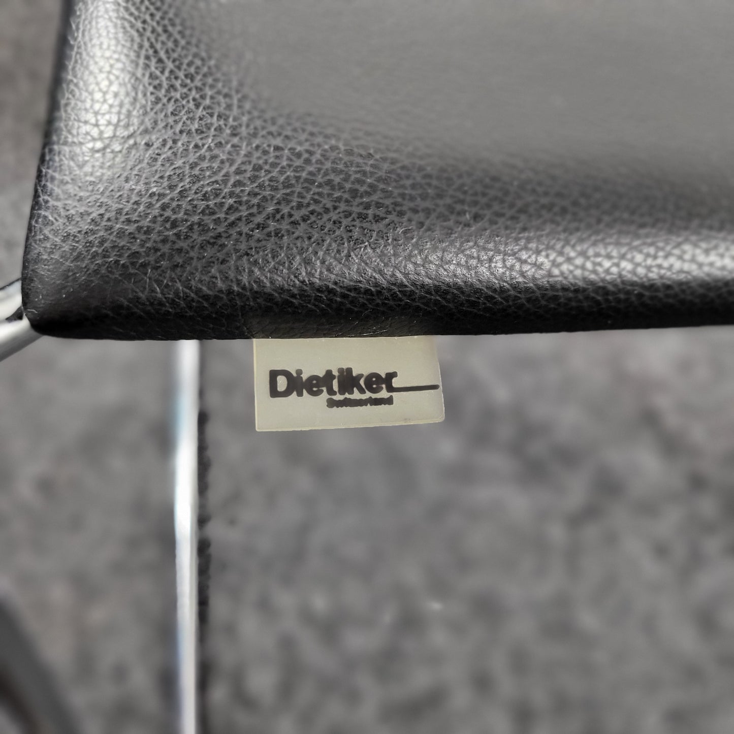 Dietiker Tila Black Leather Stackable Chair