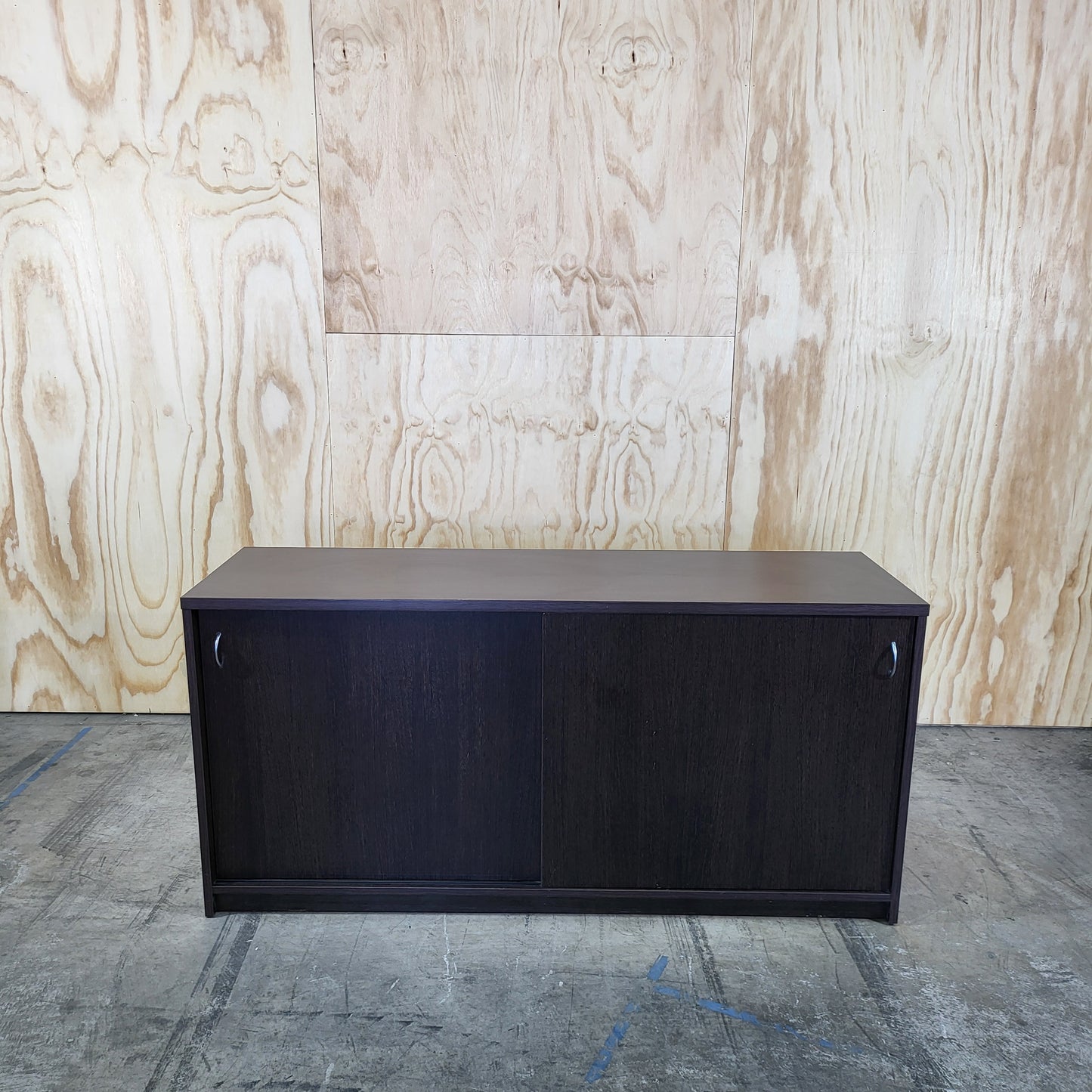 Buffet Storage Cabinet with Sliding Doors in Brown