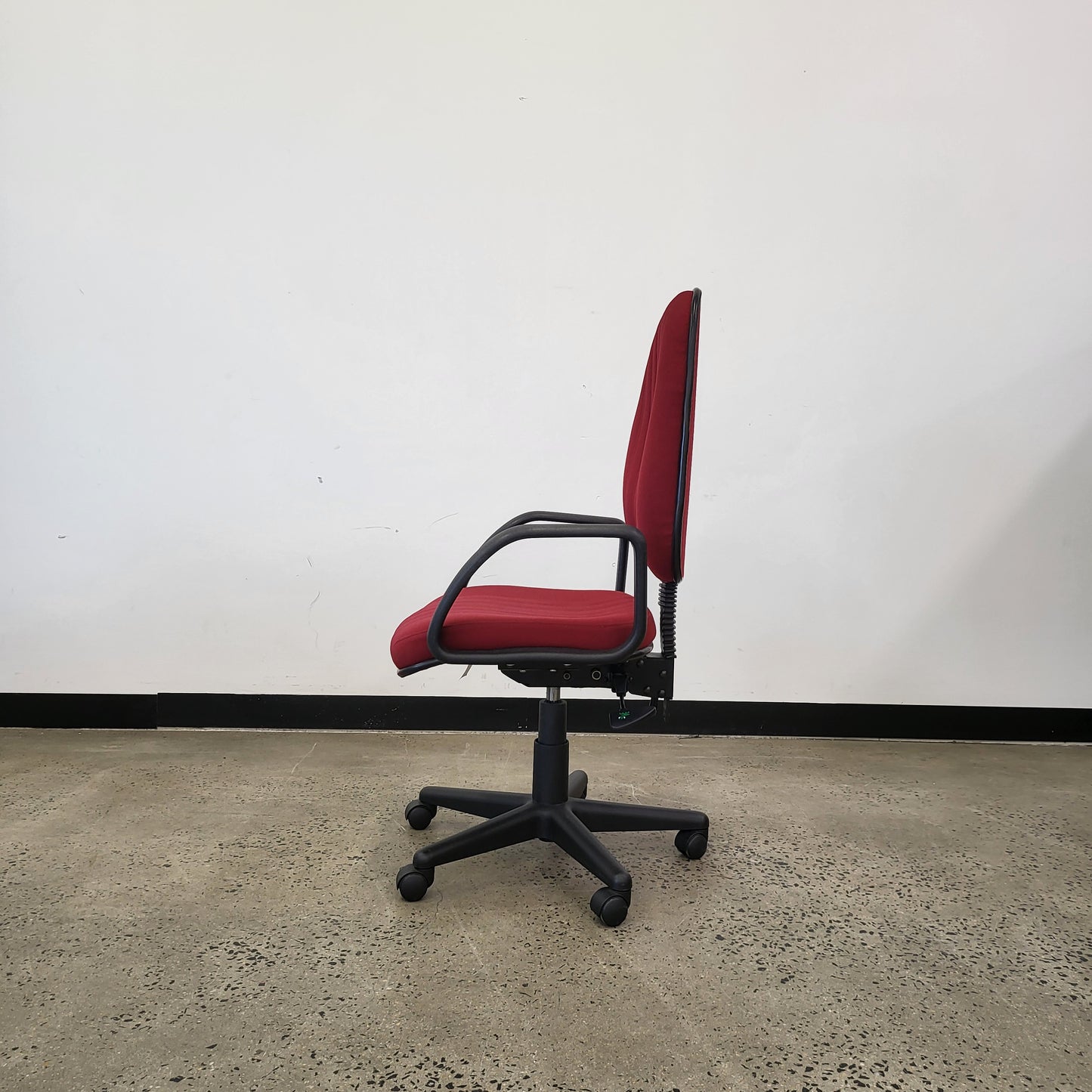 Office Task Chair in Red Upholstery with Armrests