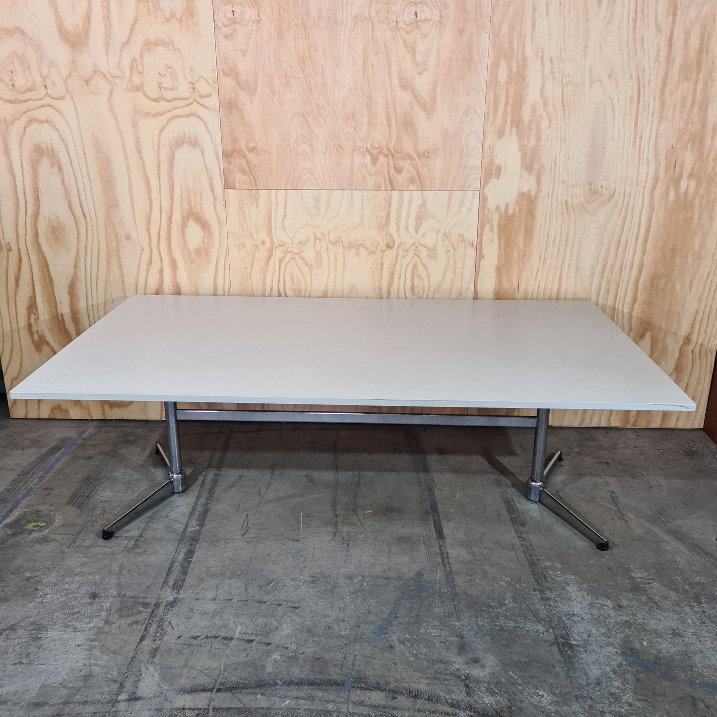 Large Office Desk in White with Chrome Legs