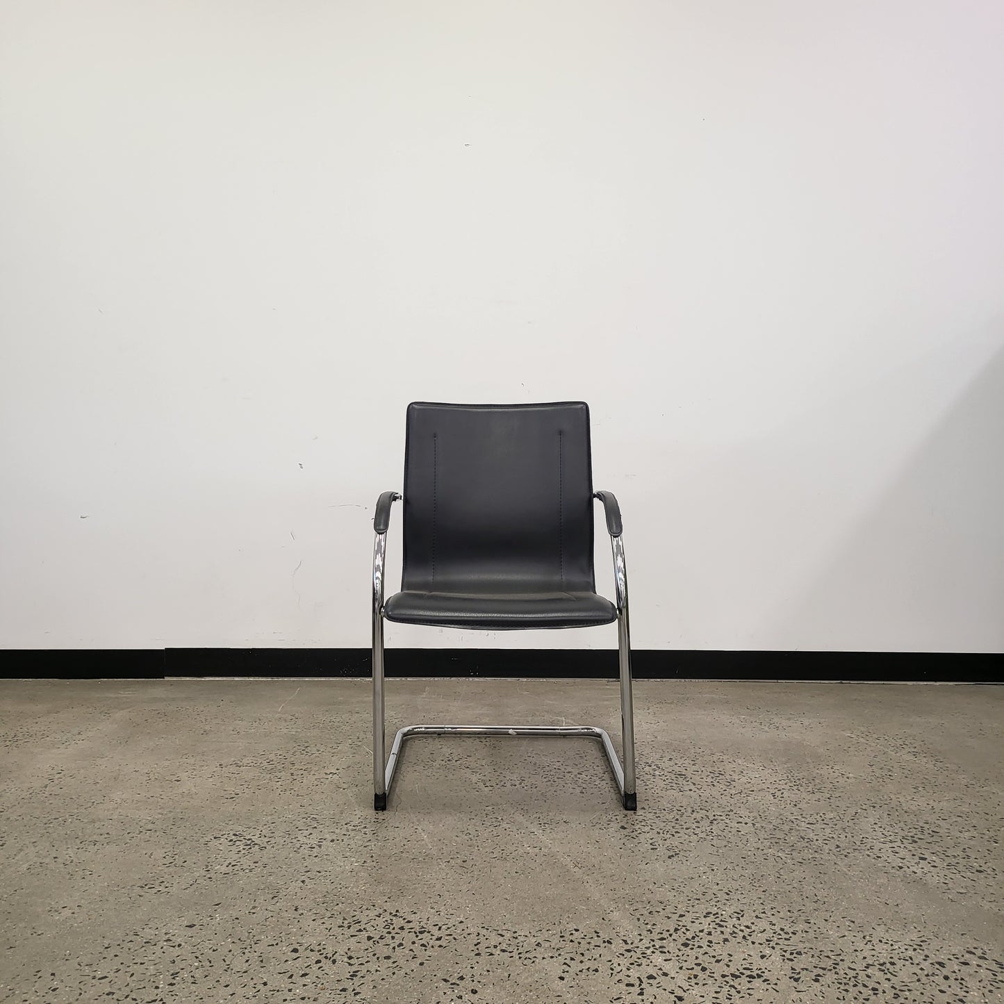 Cantilever Armchair with Black Vinyl Upholstery