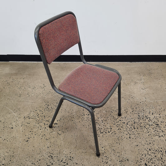 Contemporary Vintage Stacking Chair in Red with Black Metal Frame