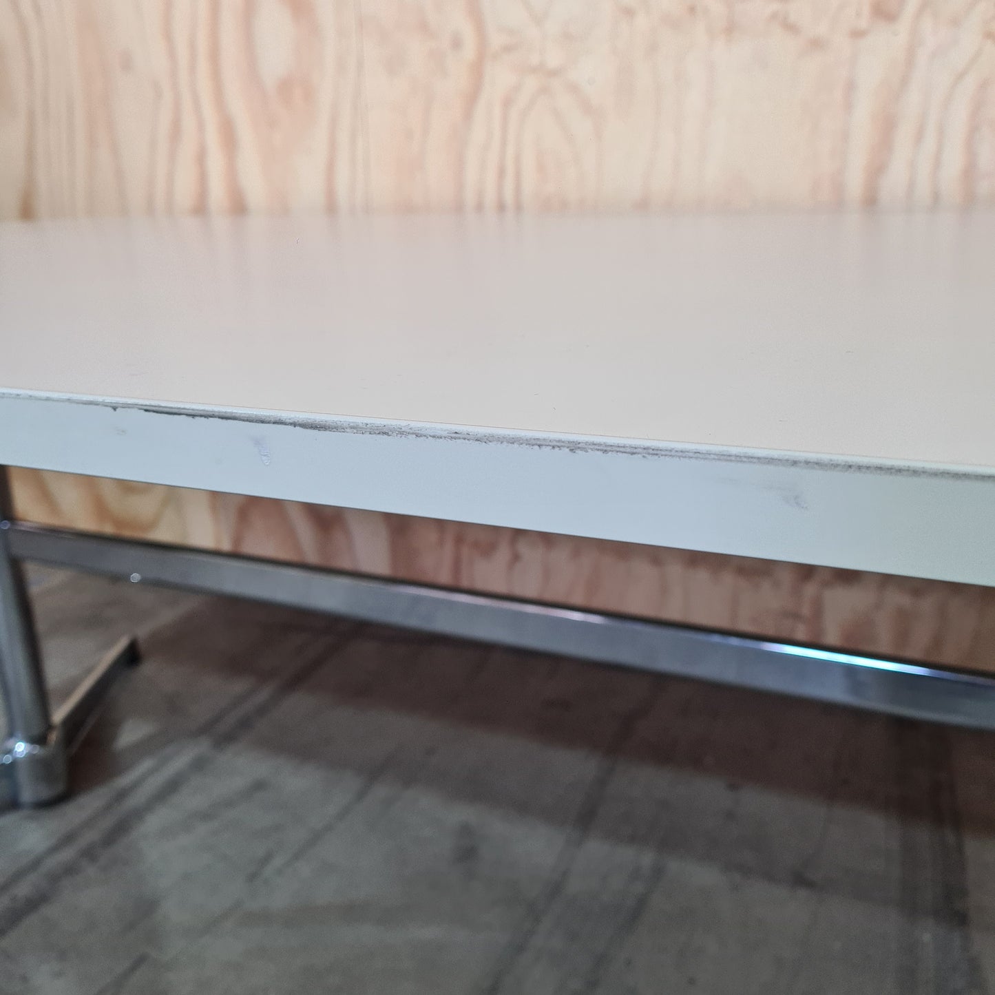 Large Office Desk in White with Chrome Legs