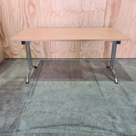 CLEARANCE Trestle table wooden top chrome legs