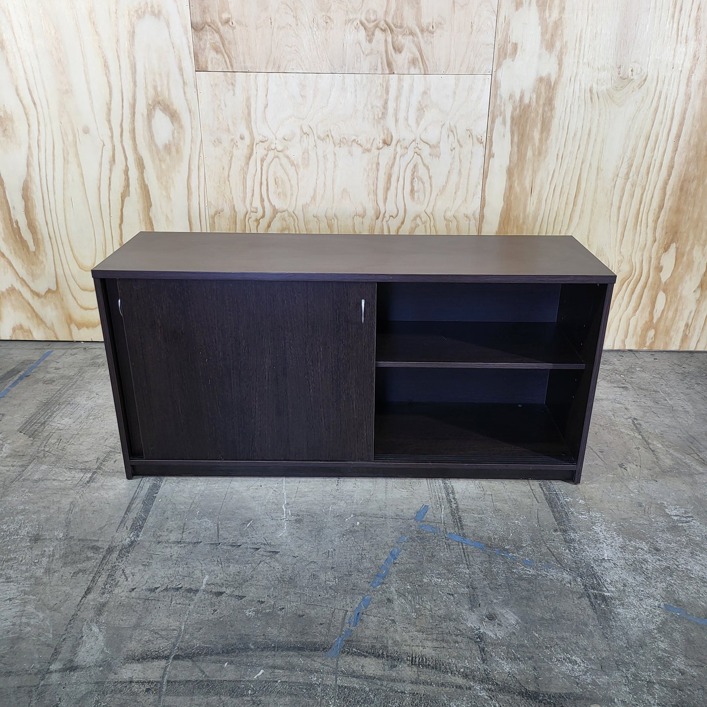 Buffet Storage Cabinet with Sliding Doors in Brown